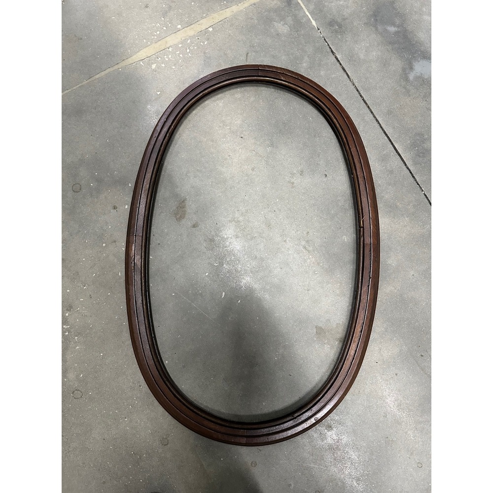Vintage Large Oval Wood Picture Frame Dark Brown Tiered Molding 19x26.5